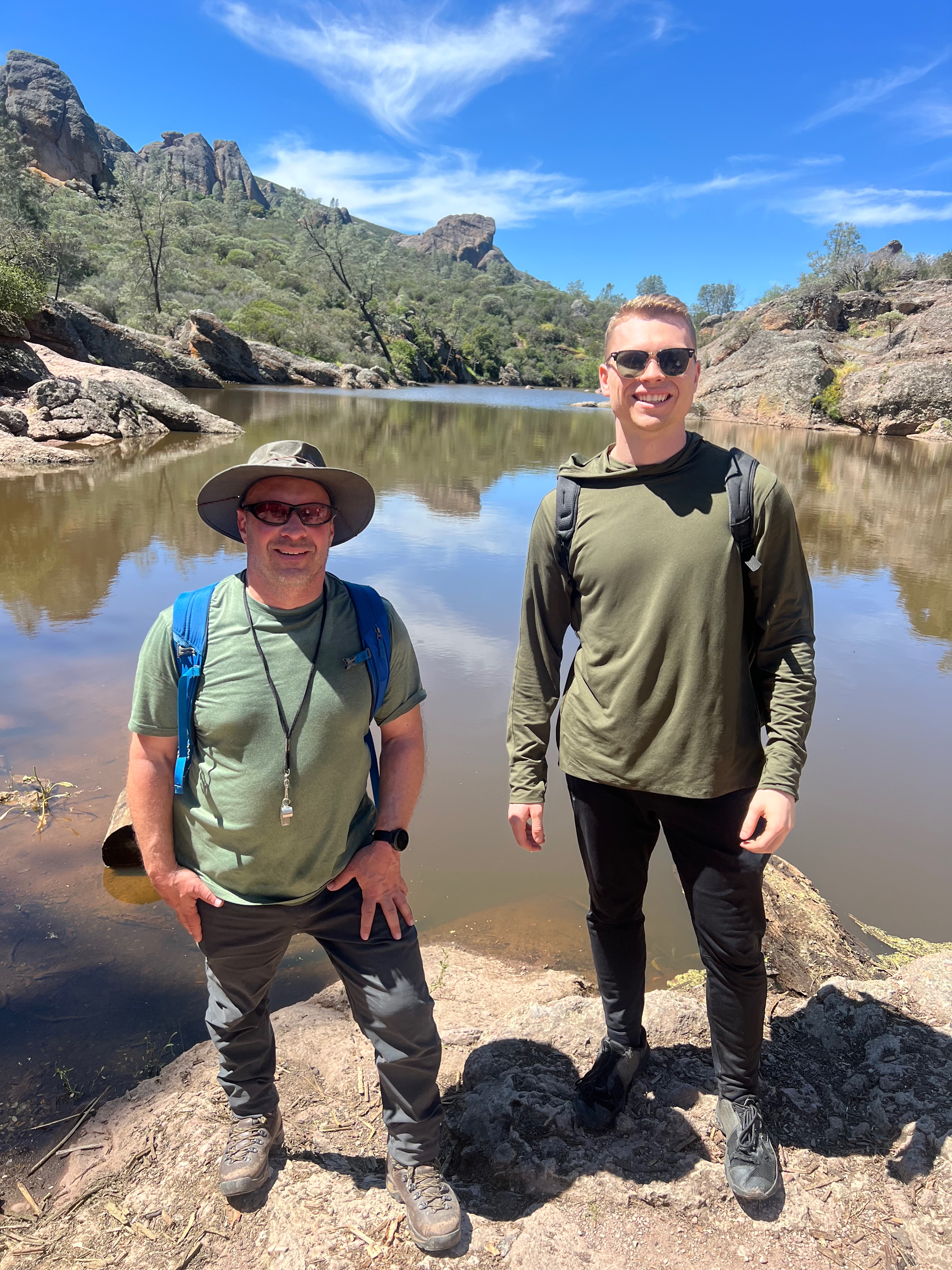 Jacob and Dr. Reisman at Pinnacles National Park camping trip 2024